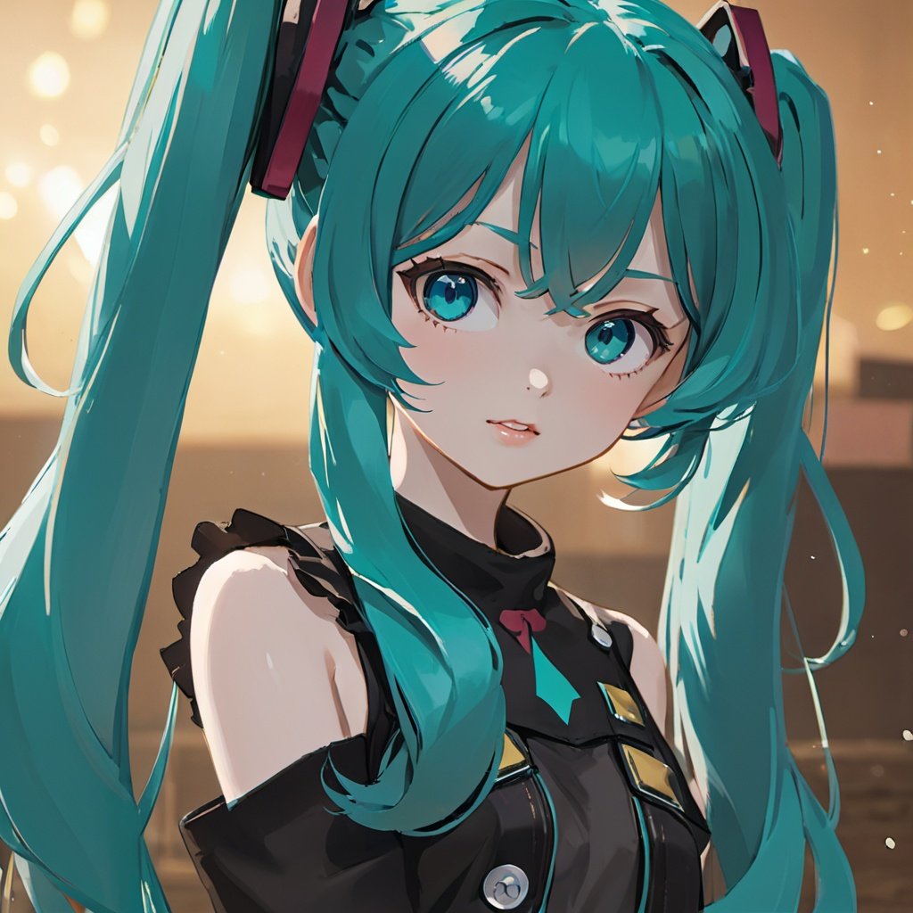 beautiful age 18 girl, (anime screencap), aqua hair, hatsune miku, twin tails, sexy, beautiful, dslr, 8k, 4k, natural skin, textured skin, pixiv, depth of field, cinematic compotision, best lighting, cowboy shot