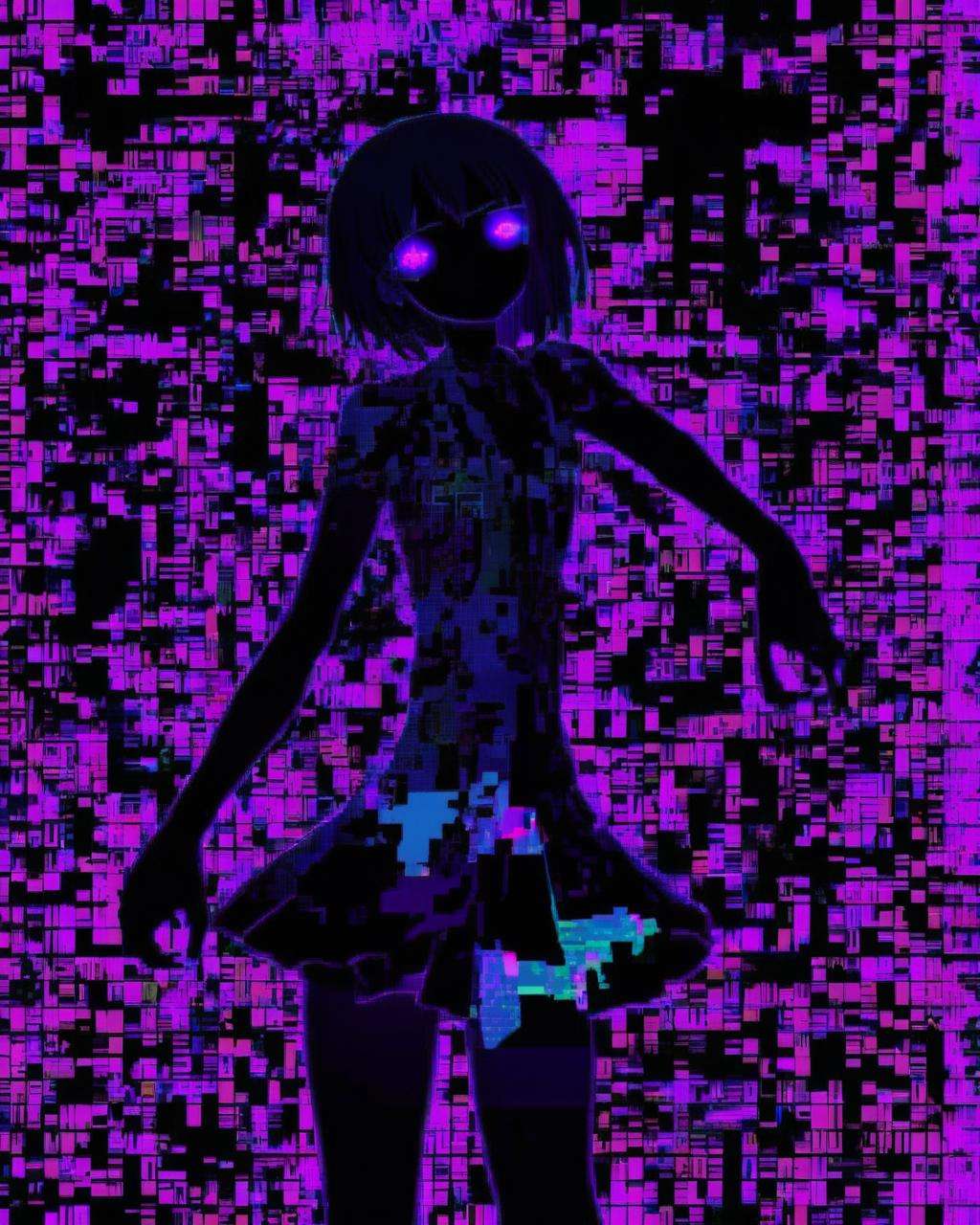 anime girl :1.3 , A glitched-out humanoid figure dances across the screen, its movements and form constantly shifting and deconstructing, embodying the dynamic essence of breakcore:1.5, glitched-out humanoid figure:1.2, dances across the screen:1.2, movements and form:1.1, constantly shifting and deconstructing:1.1, dynamic essence:1.1, breakcore:1.1. , breakcore<lora:breakcore_sdxl:1.0>