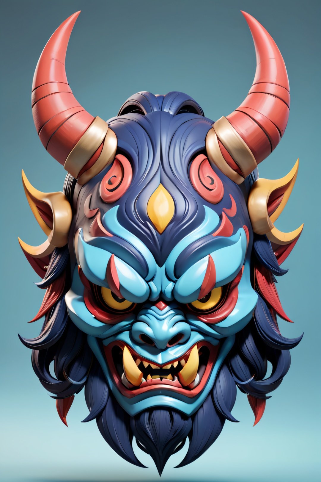 3d toon style, oni mask