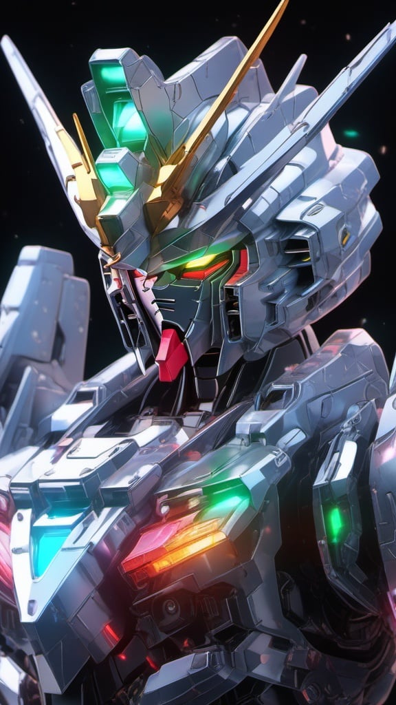 Gundam,solo,upper_body,glowing,robot,mecha,glowing_eyes,Anime,8k,intricate,highly detailed,masterpiece, sidelighting, finely detailed beautiful eyes,hdr,high definition,<lora:SDXL_gundam_Transparent:0.7>,