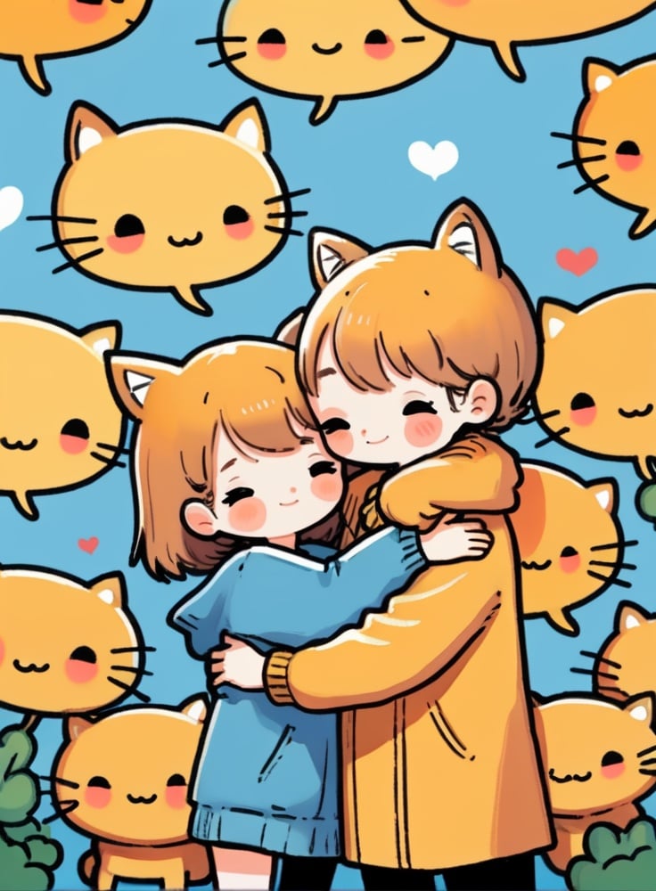 cute comic, 1 couple, hug <lora:sdxl_cute_social_comic-000002:0.65>