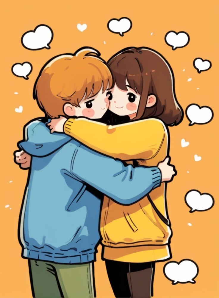 cute comic, 1 couple, hug <lora:sdxl_cute_social_comic-000002:0.65>