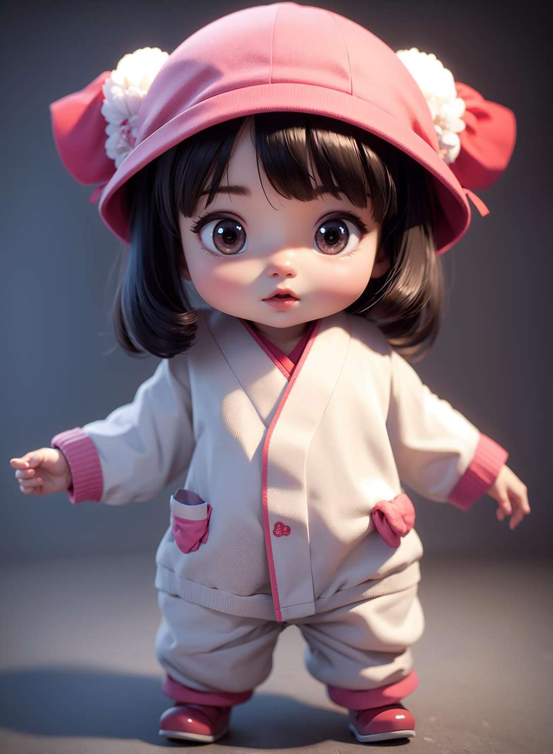 low poly 3d model japanese baby girl