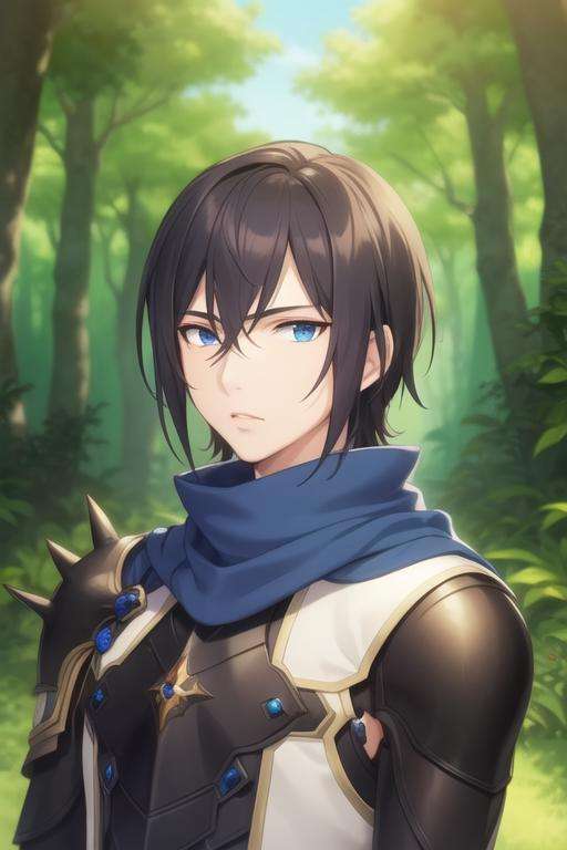 masterpiece, best quality, game cg, 1boy, solo, male focus, looking at viewer, upper body, , <lora:ren_amaki:0.68>, ren_amaki, black hair, blue eyes, , , An enchanted forest where magical creatures and plants abound, 2k resolution