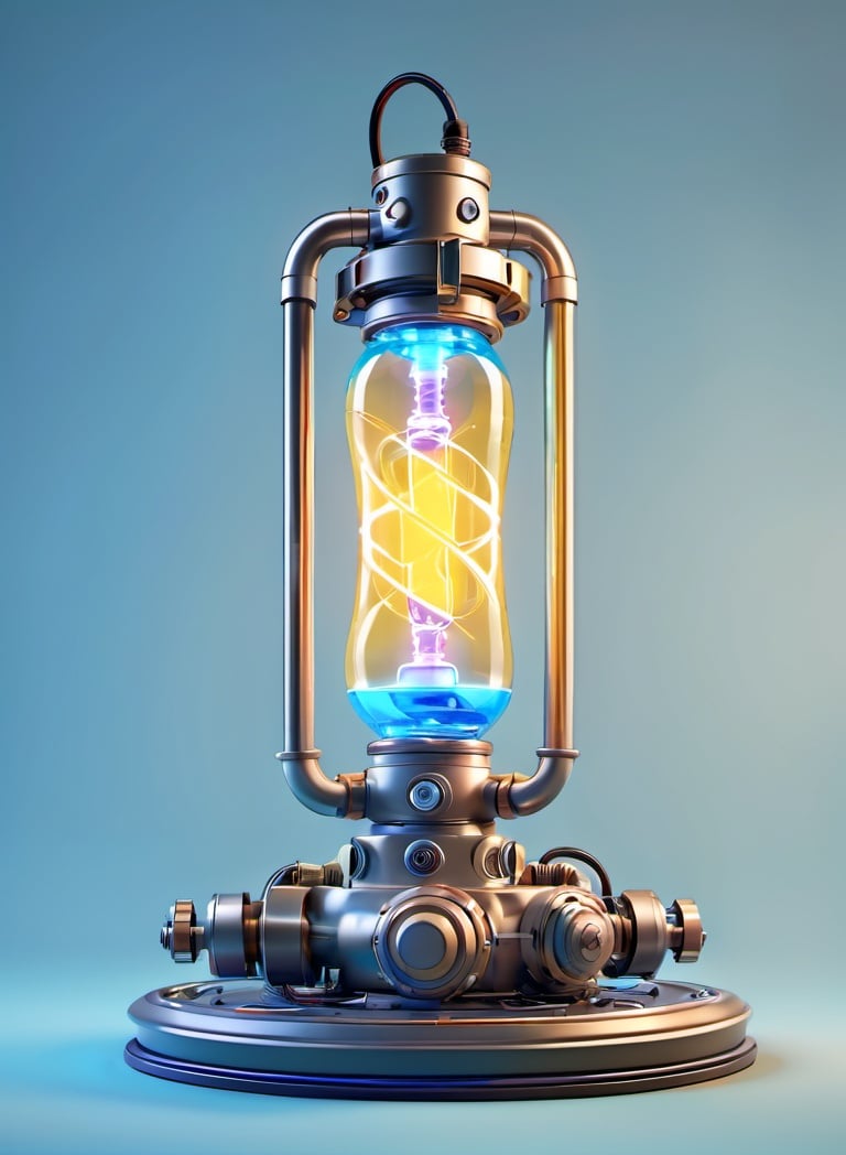 3d toon style, 3d render style,detailed,   powergenerator, energy tubes, glowing liquid, rotators