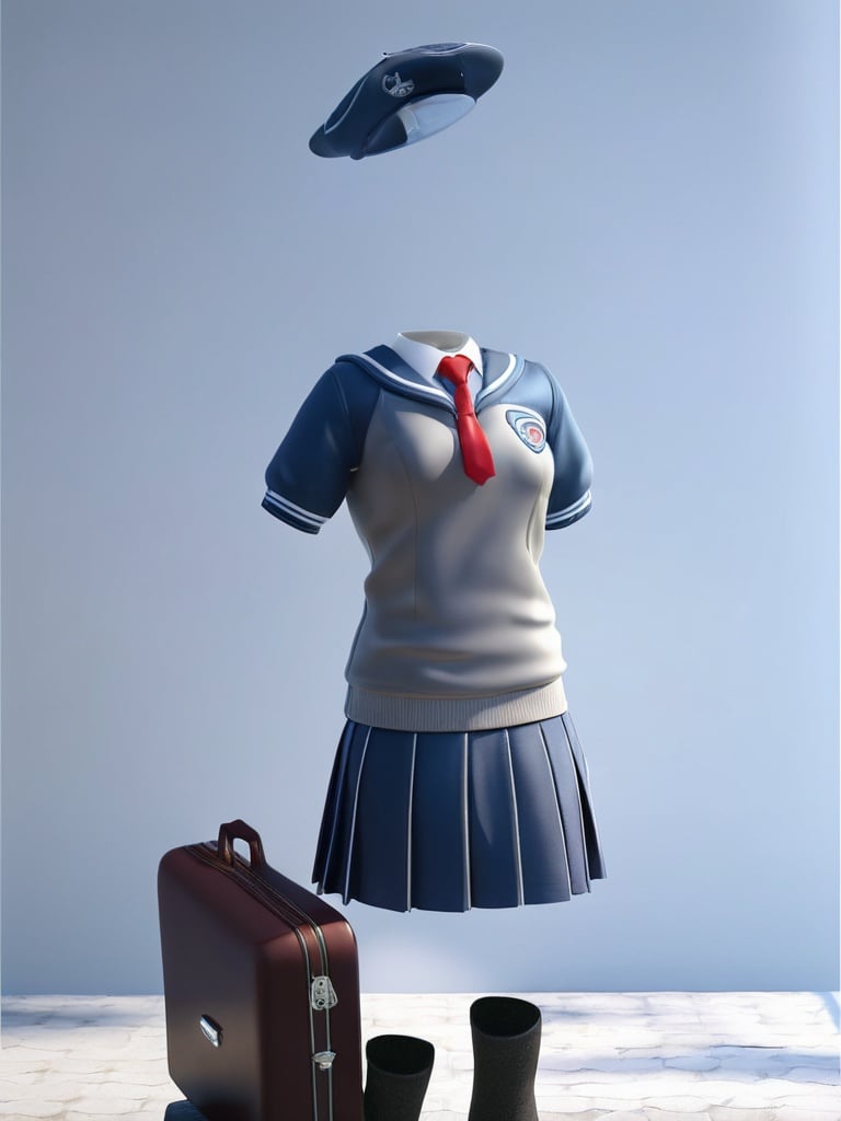 professional 3d model masterpiece, best quality,  <lora:透明人4-000010:0.8>,Invisible person,school uniform,  . octane render, highly detailed, volumetric, dramatic lighting