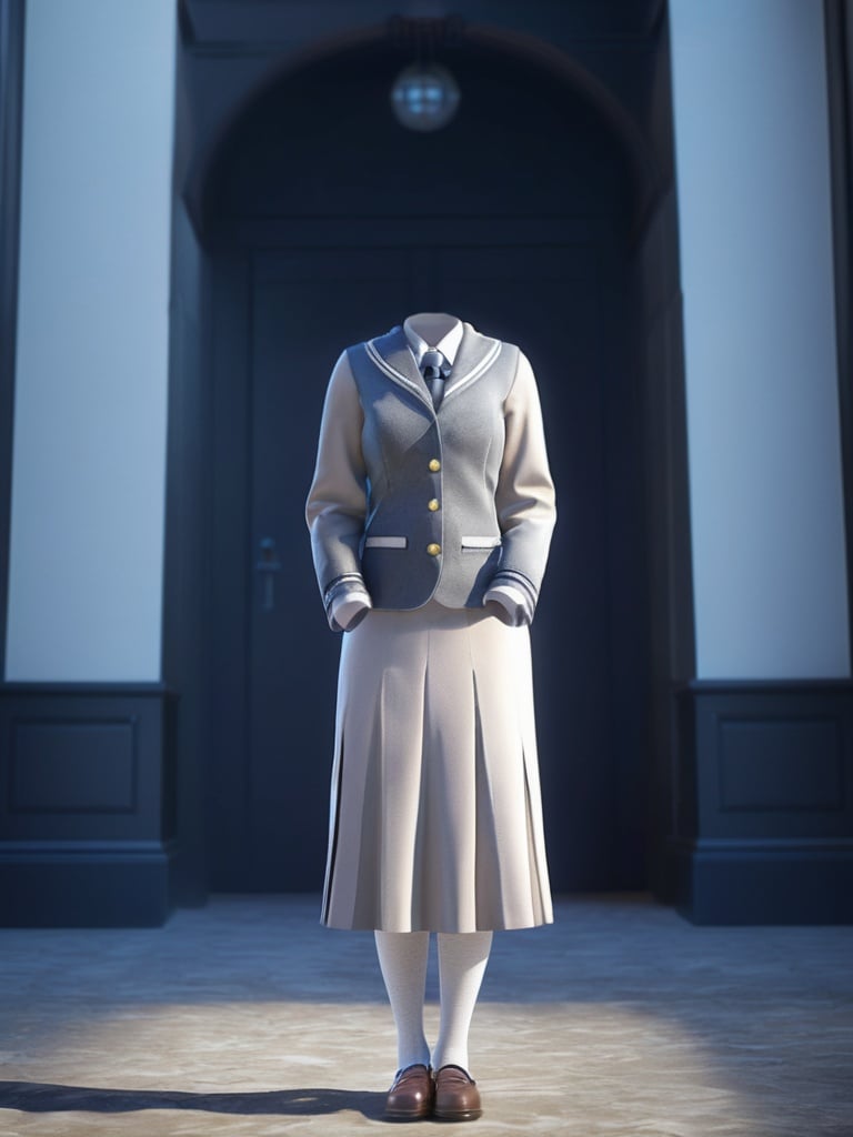 professional 3d model masterpiece, best quality,  <lora:透明人4-000010:0.8>,Invisible person,school uniform,  . octane render, highly detailed, volumetric, dramatic lighting