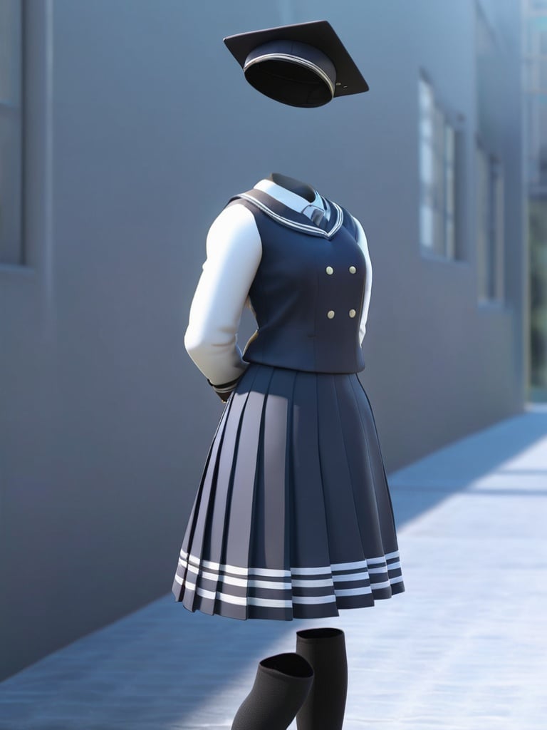 professional 3d model masterpiece, best quality,  <lora:透明人4-000010:0.8>,Invisible person,school uniform,  . octane render, highly detailed, volumetric, dramatic lighting