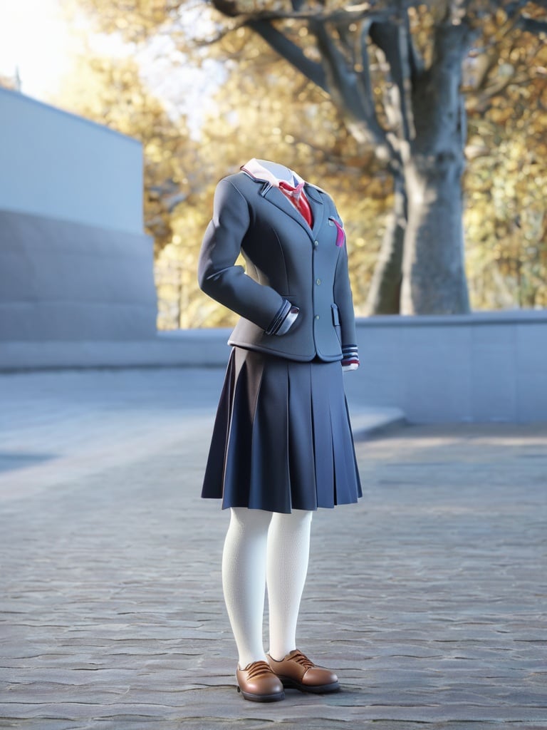 professional 3d model masterpiece, best quality,  <lora:透明人4-000010:0.8>,Invisible person,school uniform,  . octane render, highly detailed, volumetric, dramatic lighting