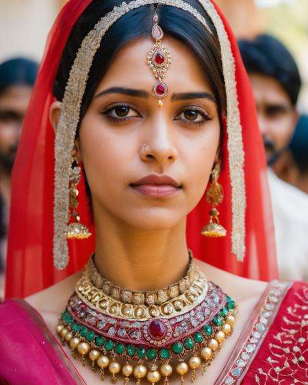 a woman in a traditional indian dress and jewelry