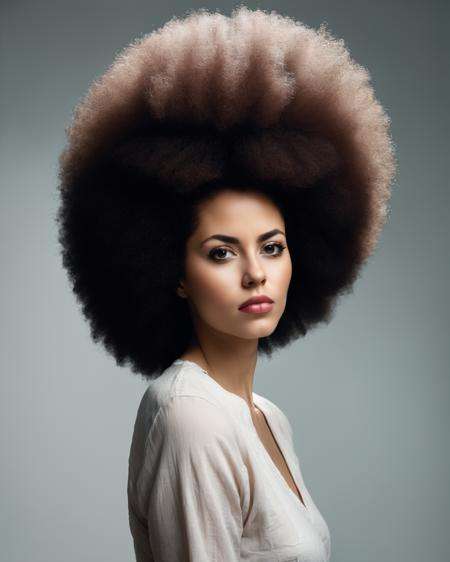 a woman with a very large afro hair