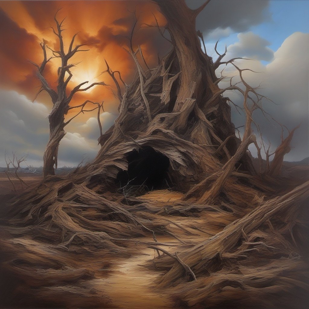 devastated landscape - oil painting