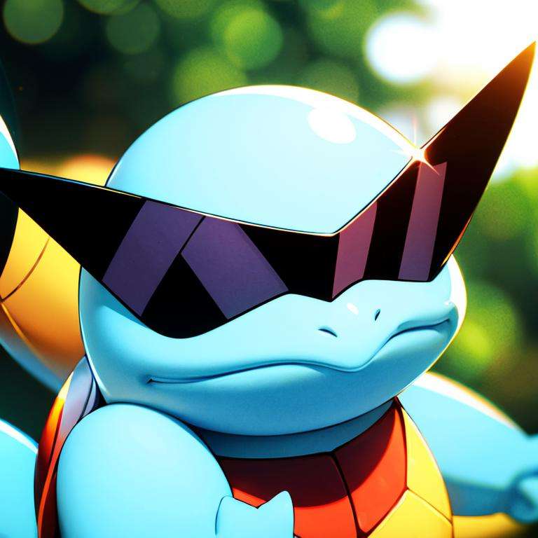 centered, award winning photo, (looking at viewer:1.2), | Squirtle_Pokemon, sunglasses, smug,|  | bokeh, depth of field, cinematic composition, |<lora:Squirtle_Pokemon:0.8>