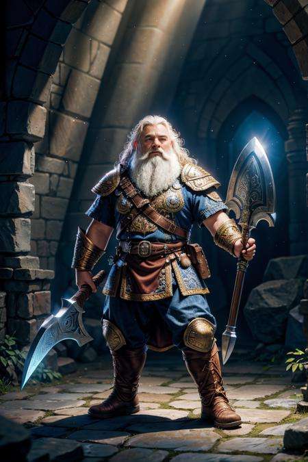 Realistic, hyper detailed, award winning masterpiece, full body portrait, ((ultra-high resolution 16k intense color portrait)), In Norse mythology, dungeons and dragons dwarf with a large axe and shield who just killed a demon, intricate, natural lighting, ray tracing, bloom, extreme hdr, Octane render, unreal engine, 16K hyper realism, character design, hyper detailed, volumetric lighting, hdr, shining, vibrant, photo realism, Canon EOS 7D, Canon EF 70-200mm f/2.8L IS, vibrant colors, beautiful picture quality, breathtaking scene, focused, RAW photo, full sharp, (FullHD epic wallpaper) 8k uhd, dslr, soft lighting, high quality, film grain, Fujifilm XT3