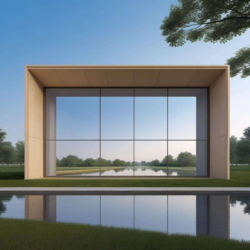 (masterpiece), best quality,8K,no humans,shifanqu, demonstration area, outdoors,building,scenery, tree, sky, reflection, grass, water, window, <lora:ZSDemonstrationV1.0:0.5>