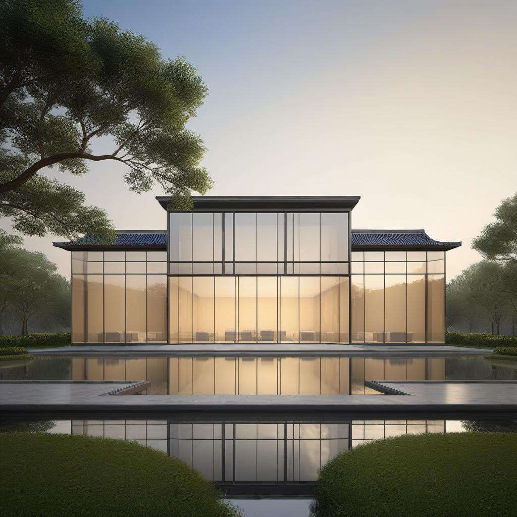 (masterpiece), best quality,8K,no humans,shifanqu, demonstration area, outdoors,building,scenery, tree, sky, reflection, grass, water, window, <lora:ZSDemonstrationV1.0:0.5>