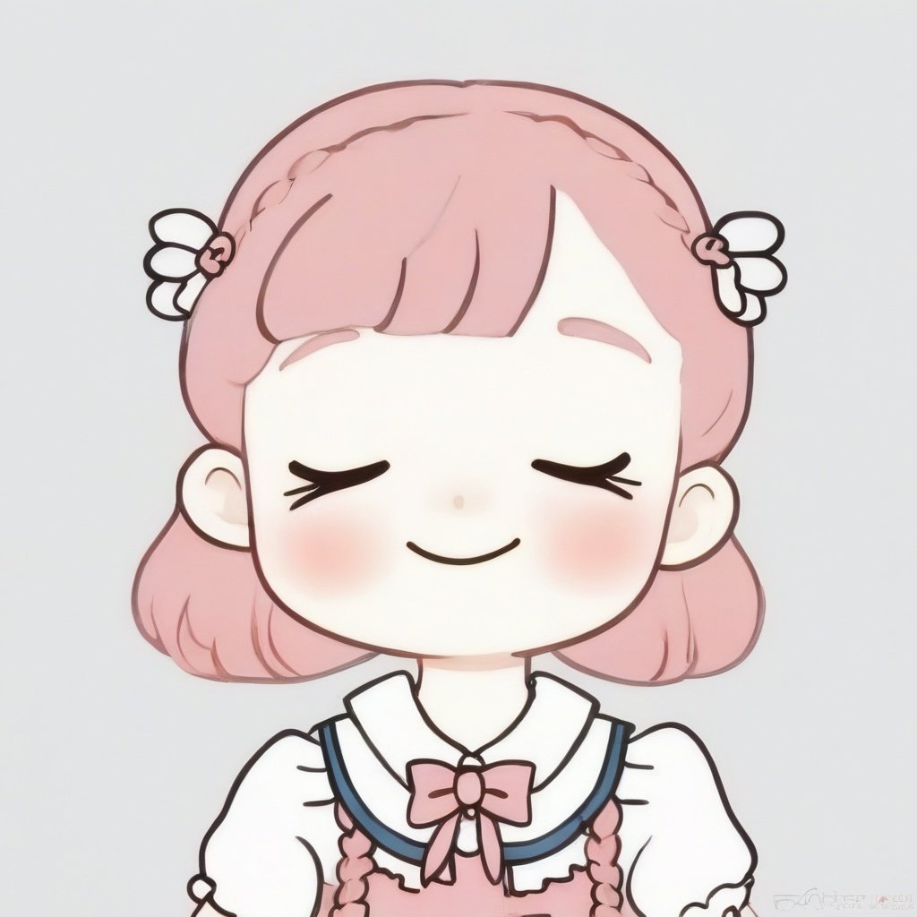 avatar cute, 1girl, solo, long hair, blush, smile, open mouth, bangs, simple background, shirt, white background, bow, closed eyes, upper body, pink hair, braid, :d, bowtie, star (symbol), twin braids, ^_^, pink bow, facing viewer