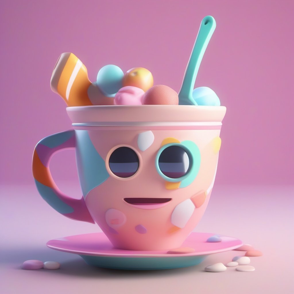 polymode style, A cup , unreal engine , toy, soft smooth lighting, soft pastel colors, 3d blender render, polycount, modular constructivism, pop surrealism, physically based rendering
