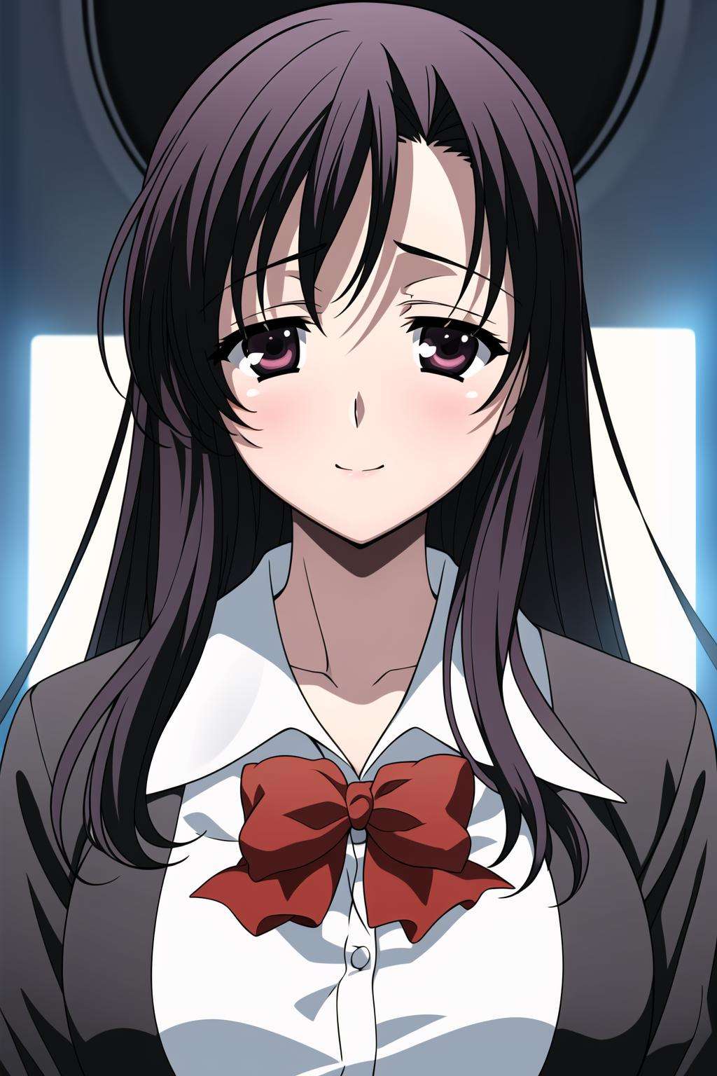 Simple White Background,red_bowtie, school_uniform, shirt,long_sleeves, pleated_skirt,Black_jacket,thighhighs, black_legwear,<lora:Kotonoha_Katsura_SchoolDays-KK77-V3:0.7>,Black_long_hair,Black_eyes,bangs,<lora:Mariana_Luciano_NON_VIRGIN-KK77-V1:0.3>,<lora:more_details:0.1>,1 girl, 20yo,Young female,Beautiful Finger,Beautiful long legs,Beautiful body,Beautiful Nose,Beautiful character design, perfect eyes, perfect face,expressive eyes,perfect balance,looking at viewer,(Focus on her face),closed mouth, (innocent_big_eyes:1.0),Light_Smile,official art,extremely detailed CG unity 8k wallpaper, perfect lighting,Colorful, Bright_Front_face_Lighting,shiny skin, (masterpiece:1.0),(best_quality:1.0), ultra high res,4K,ultra-detailed,photography, 8K, HDR, highres, absurdres:1.2, Kodak portra 400, film grain, blurry background, bokeh:1.2, lens flare, (vibrant_color:1.2),professional photograph, (Beautiful,large_Breasts:1.4), (beautiful_face:1.5),(narrow_waist),