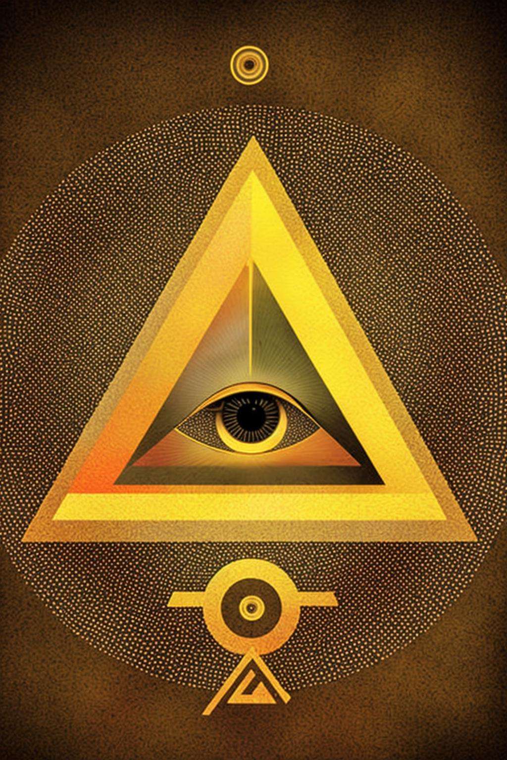 a triangle with a eye inside of it,  alchemy , esoteric art