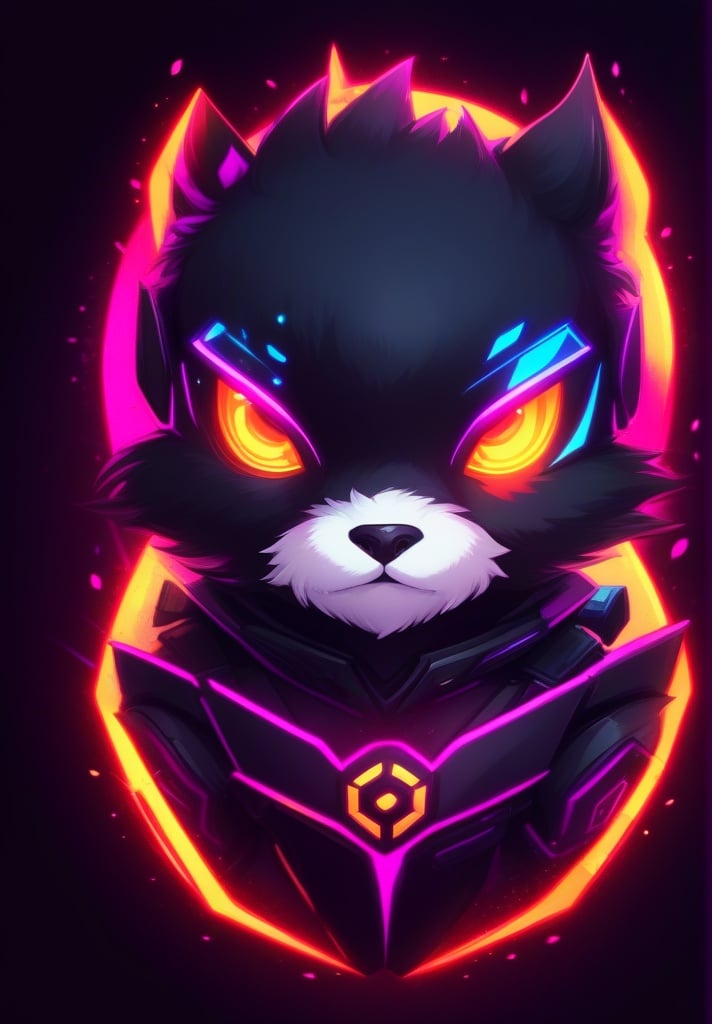 black background, glowing, mascot logo, no humans, solo <lora:sdxl_mascot:0.8>