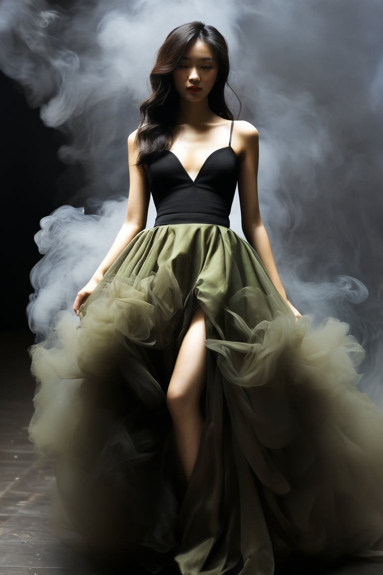 1girl around 24 years old ,SmokeSkirt,chinese woman