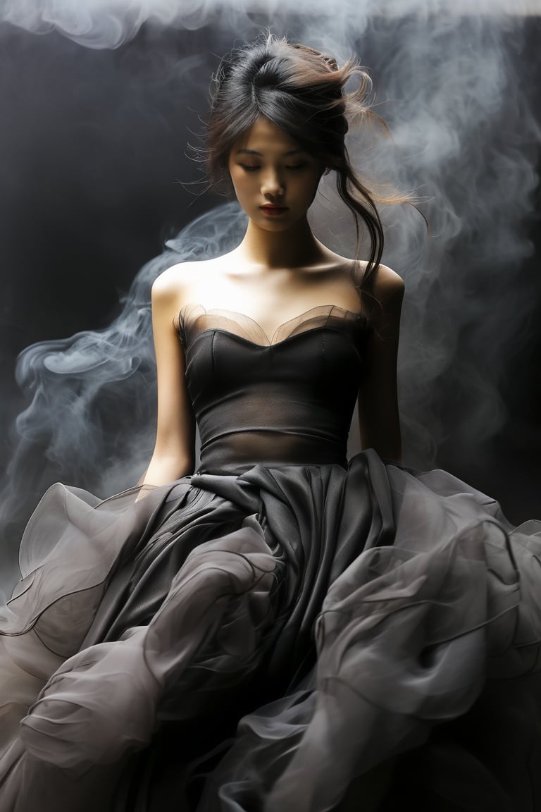 1girl around 24 years old ,SmokeSkirt,chinese woman