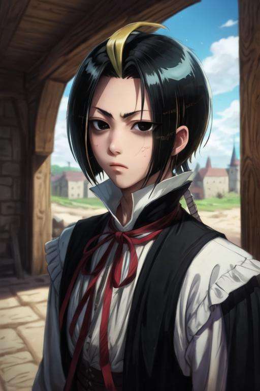 masterpiece, best quality, sketch, 1boy, solo, male focus, looking at viewer, , depth of field, <lora:seigen_amawaka:0.72>, seigen_amawaka, black hair, multicolored hair, black eyes, blonde hair, , , medieval europe, 32k resolution