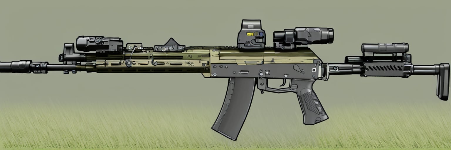 masterpiece,best quality,<lora:ak:1>,ak,assault rifle,outdoor,grass,