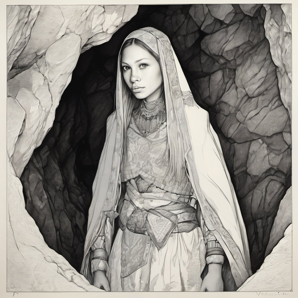 portrait of a girl in cave, by VVinchi