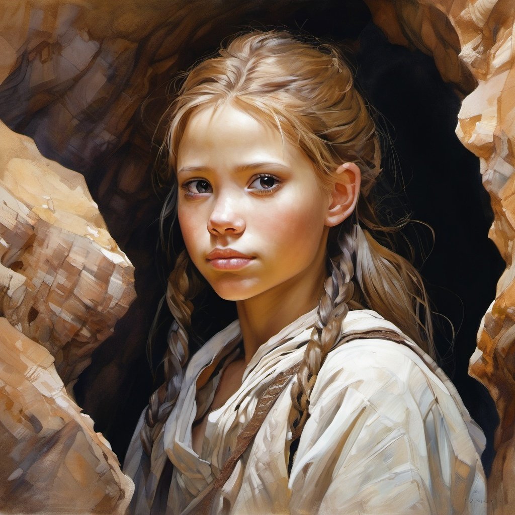 portrait of a girl in cave, by VVinchi