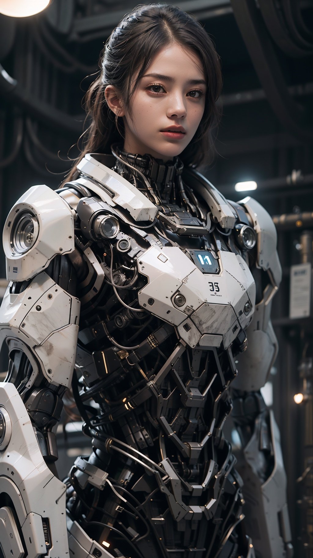 BJ_Zagu_Mecha,solo,upper_body,no_humans,glowing,robot,mecha,science_fiction,cinematic lighting,strong contrast,high level of detail,Best quality,masterpiece,<lora:Zagu_Mecha:0.7>,