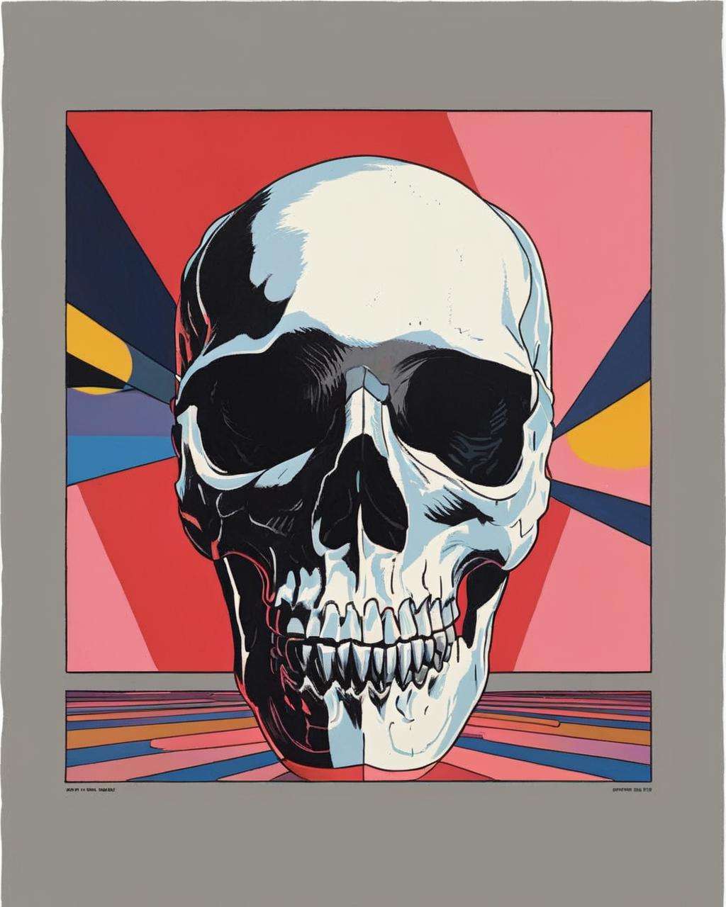 a skull , skull_graphics , Jiwoon Pak, Mari Andrew, Brecht Vandenbroucke<lora:skull_graphics:1.0>