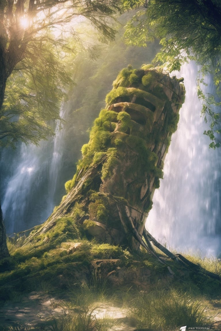 (masterpiece,best quality:1.5)EpicLand, ruins, outdoors, day, artist_name, water, tree, no_humans, watermark, sunlight, grass, plant, nature, scenery, forest, light_rays, waterfall, moss<lora:sdxl_EpicLand-000003:1>