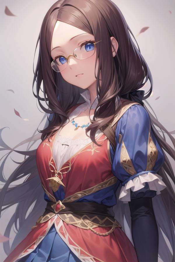 leonardodavinci, <lora:leonardodavinci-lora-nochekaiser:1>,leonardo da vinci, blue eyes, brown hair, glasses, long hair, semi-rimless eyewear, under-rim eyewear,BREAK blue gloves, blue thighhighs, cape, elbow gloves, gloves, pleated skirt, puffy short sleeves, puffy sleeves, red skirt, short sleeves, skirt, thighhighs,BREAK looking at viewer,BREAK indoors,BREAK <lyco:GoodHands-beta2:1>, (masterpiece:1.2), best quality, high resolution, unity 8k wallpaper, (illustration:0.8), (beautiful detailed eyes:1.6), extremely detailed face, perfect lighting, extremely detailed CG, (perfect hands, perfect anatomy),