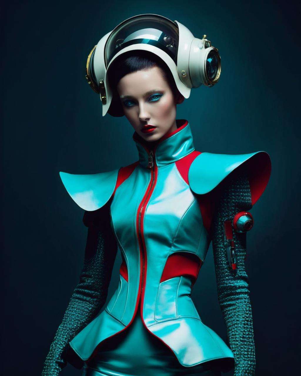 weird fashion, fashion photography , inspired by classical paintings and cyberpunk<lora:weird_fashion:1.0>