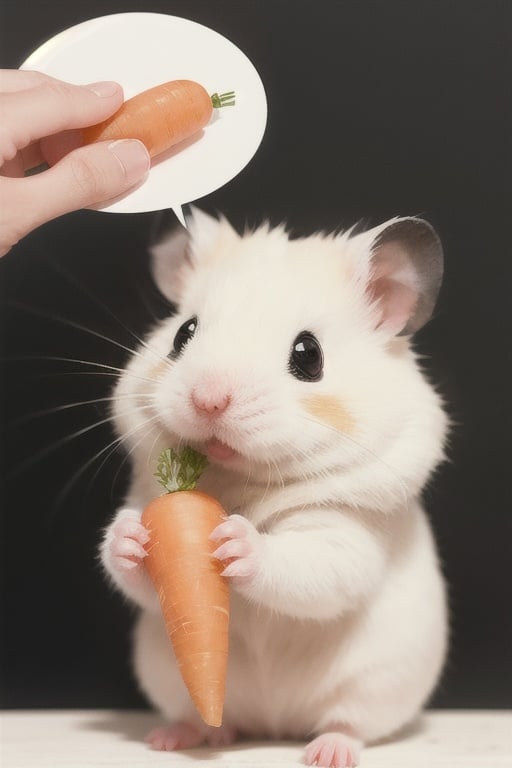 White Hamster,surprised,cutie,Detail,idle animation,eating,white wings,Carrots, pure white background
