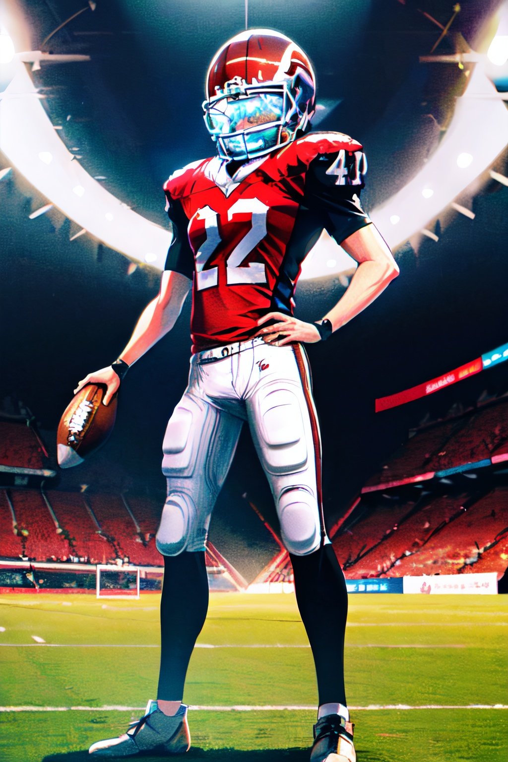 masterpiece, best quality, highres, 1boy, sena, american football uniform, helmet, standing