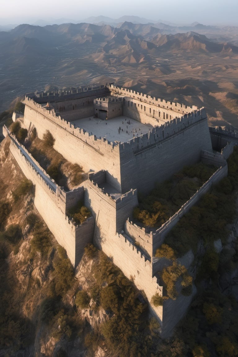 Chinese fort in wither when the sun is rising , full body, real life,ultra-realistic,