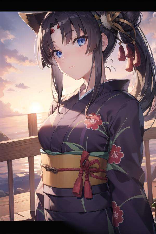 ushiwakamaru, <lora:ushiwakamaru-lora-nochekaiser:1>, ushiwakamaru, black hair, blue eyes, long hair, side ponytail, sidelocks, parted bangs, (small breast:1.2), hair bun, single bun, side bun,BREAK japanese clothes, (yukata:1.5), obi, sash,BREAK looking at viewer,BREAK outdoors, fireworks, night, festival,BREAK <lyco:GoodHands-beta2:1>, (masterpiece:1.2), best quality, high resolution, unity 8k wallpaper, (illustration:0.8), (beautiful detailed eyes:1.6), extremely detailed face, perfect lighting, extremely detailed CG, (perfect hands, perfect anatomy),