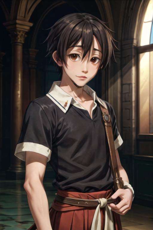 masterpiece, best quality, game cg, 1boy, solo, male focus, looking at viewer, , , <lora:yuuki_kagurazaka:0.72>, yuuki_kagurazaka, black hair, brown eyes, irish costume, ancient rome,