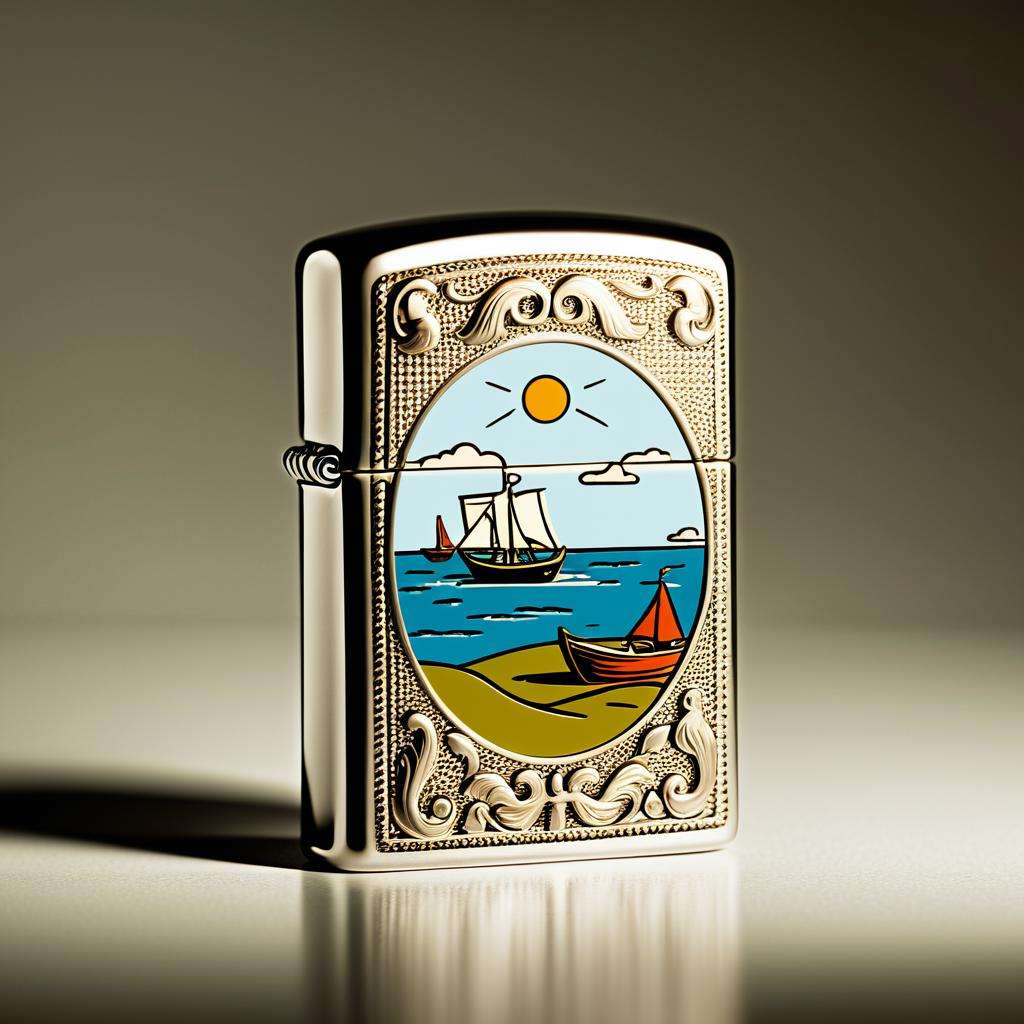 product photography , a zippo, inspired by Tove Jansson<lora:zippo:1.0>