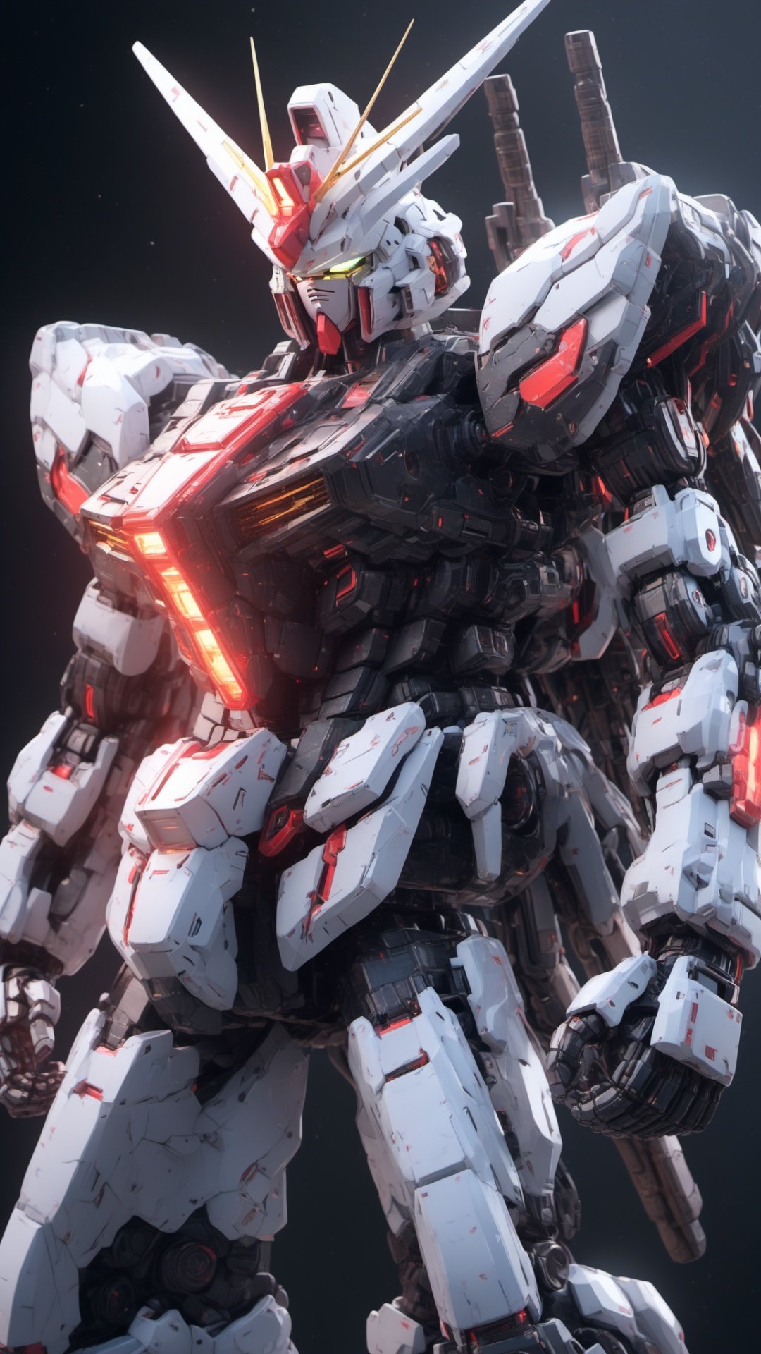 BJ_Gundam_SDXL,solo,no_humans,glowing,robot,mecha,clenched_hands,science_fiction,looking_ahead,3d model,8k,intricate,highly detailed,masterpiece,sidelighting,hdr,high definition,<lora:SDXL_Gundam_v2:0.7>,