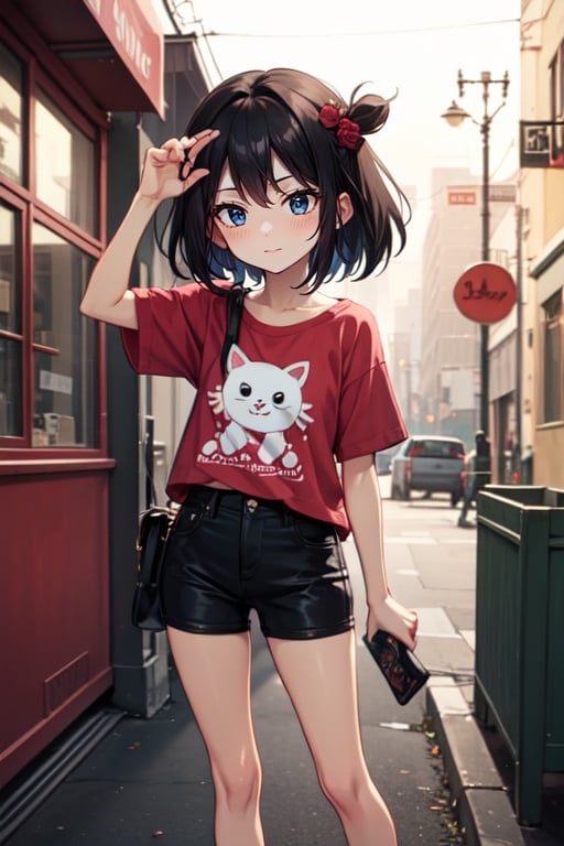 loli, cartoon, amber_eyes, park, masterpiece, casual_clothes