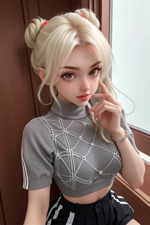 (high angle, upper body:1.2) photo of <lora:ElinaKarimova_v3:.9> ElinaKarimova,        she is wearing checkered bike shorts and argyle turtleneck          ,        her hair is styled as braided top knot,        she is wearing wrist scrunchie,        BREAK she is (in the landing:1.1),        creative shadow play,