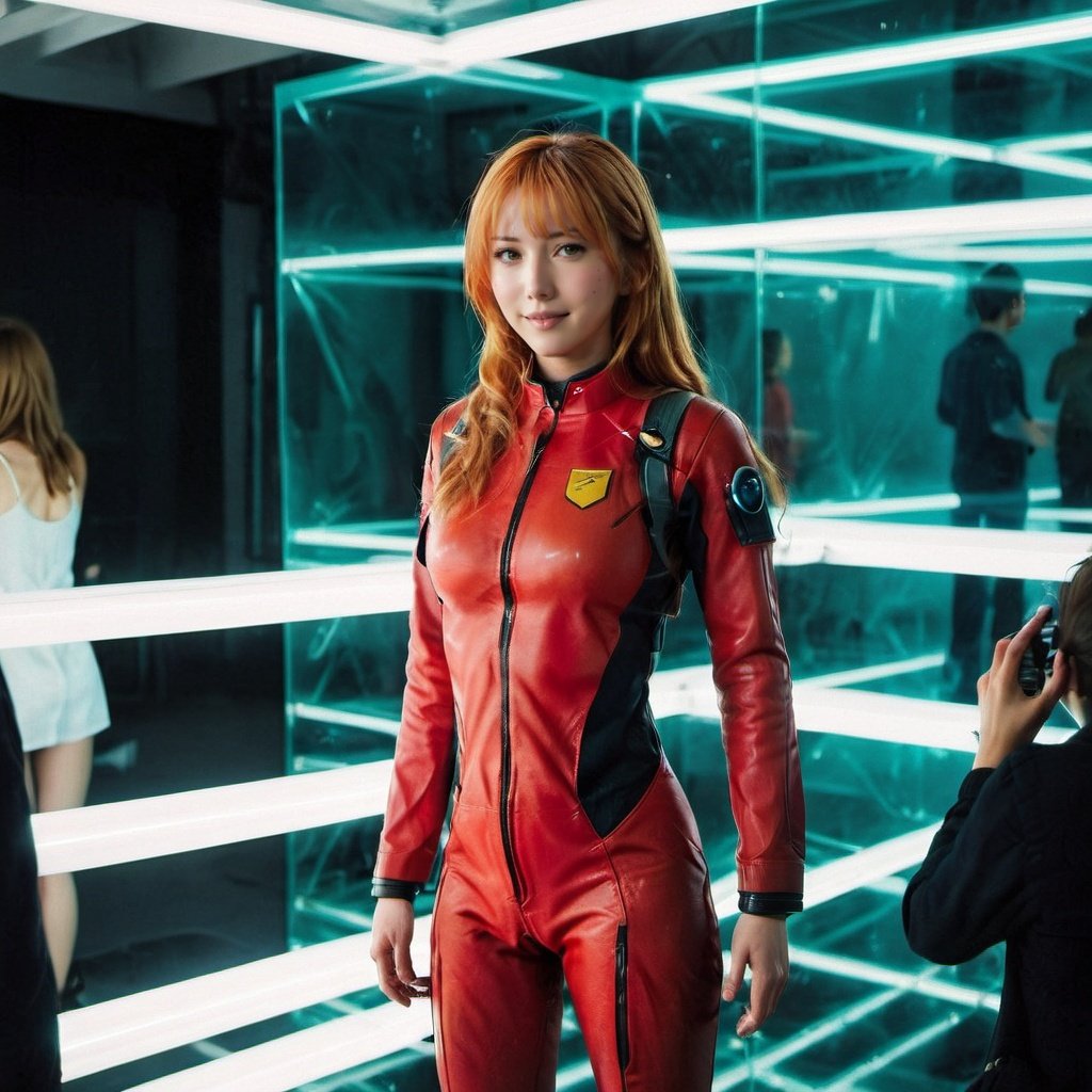 (best quality) , (masterpiece), souryuu asuka langley, enthusiastic, smile, red suit, in the cocpit of a avengelion, 8k, High detail RAW color photo, realistic, (photo realism:1. 4), highly detailed CG unified 8K wallpapers, physics-based rendering, cinematic lighting, (full body), (wide shot), (entire body), beautiful detailed eyes, ultra highres, photorealistic, 8k, hyperrealism, cinematic lighting, photography, <lora:geometrystyle:0.8> <lora:influencerai:0.5>