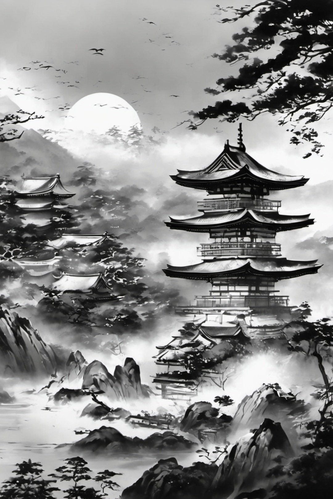 japanese, Art, old style, blac image created by Tensor.Art — free download