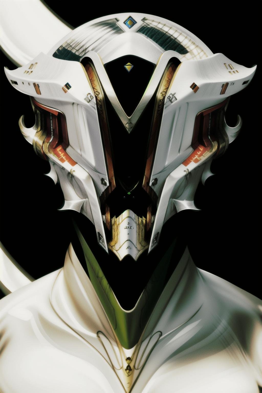a man with a futuristic face and a futuristic mask ,  alien_god , 
