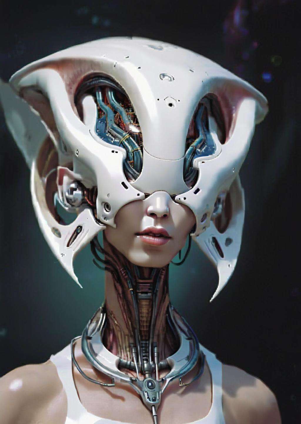 alien god , a woman with a futuristic face and ear robotic<lora:Alien_God_sdxl:1.0>
