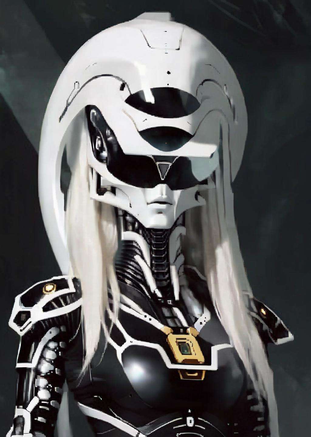 alien god , a woman with white hair and a black outfit robotic<lora:Alien_God_sdxl:1.0>